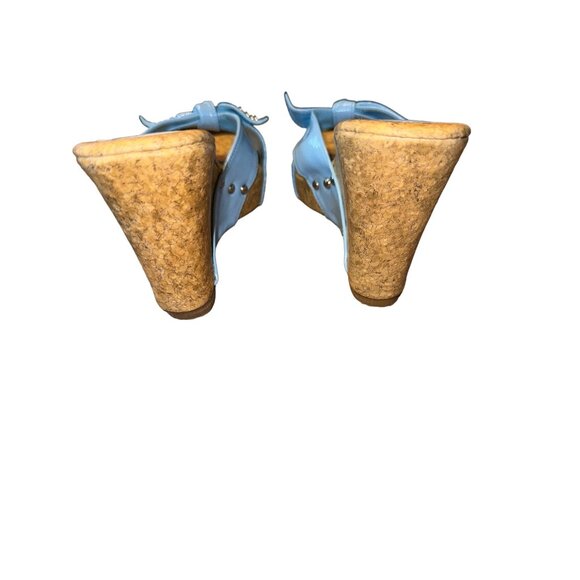 Bolaro by Summer Rio Blue Silver Studded Wedge Heel Women Size 6.5 - Picture 9 of 12